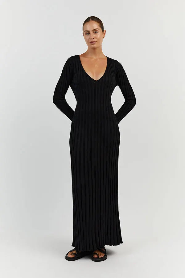 Long Sleeved Knit Midi Dress(Buy 2 Free Shipping)