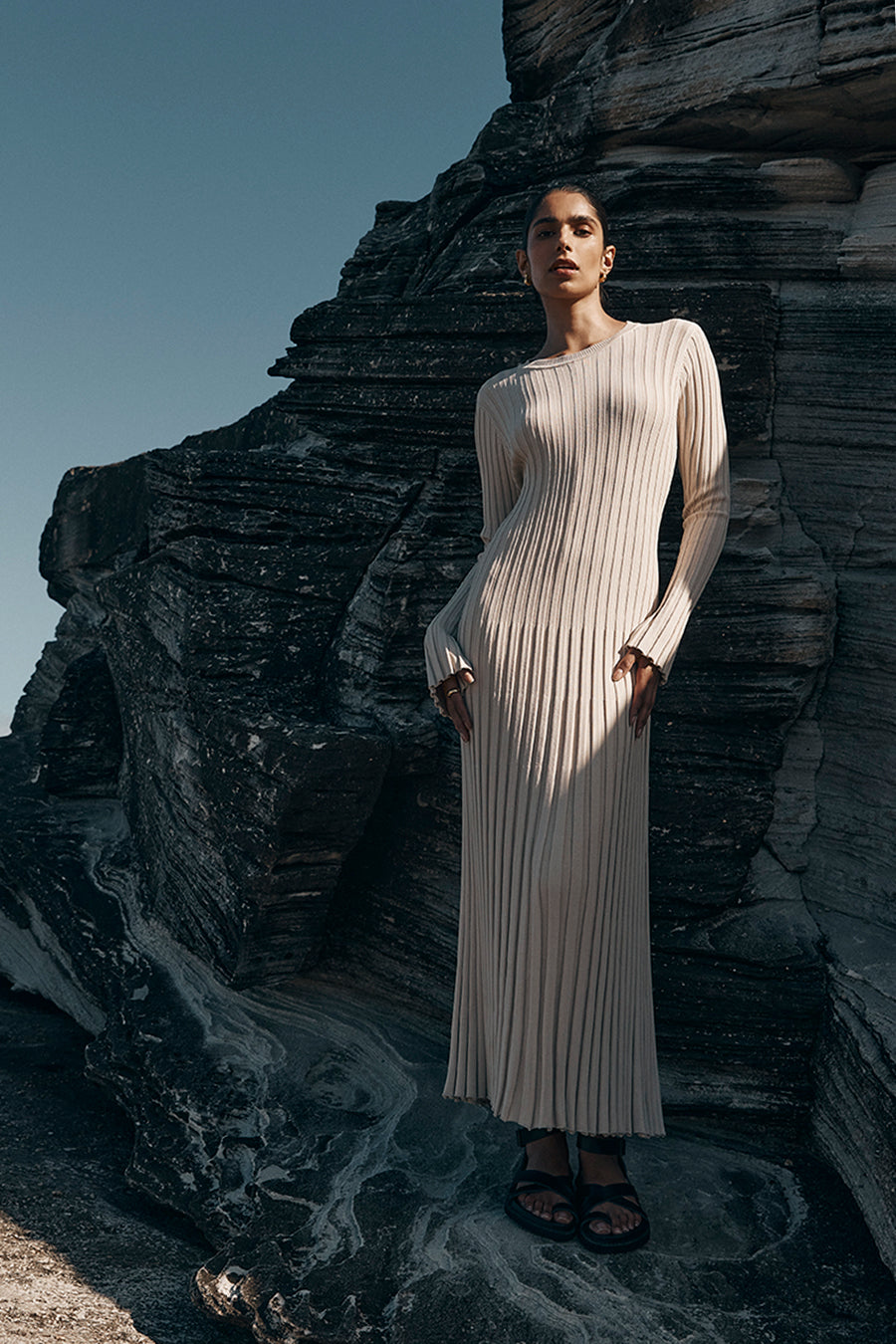 Long Sleeved Knit Midi Dress(Buy 2 Free Shipping)