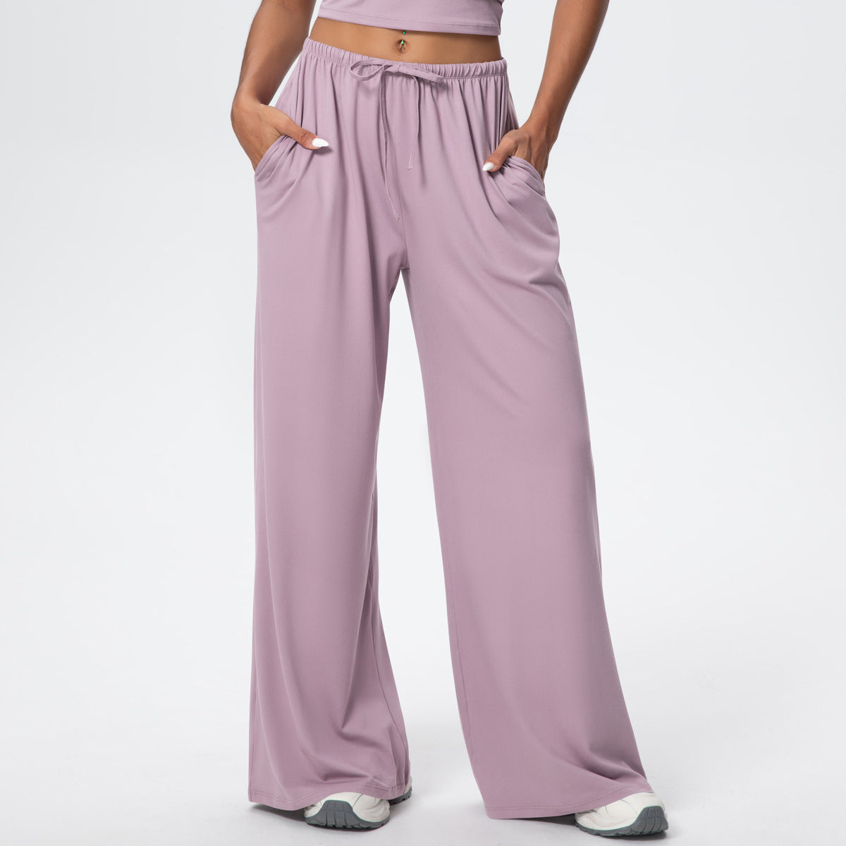 Damen-Freizeithose mit hoher Taille und weitem Bein