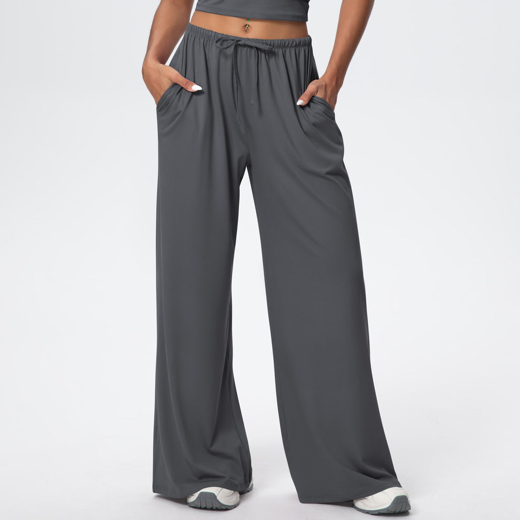 Damen-Freizeithose mit hoher Taille und weitem Bein