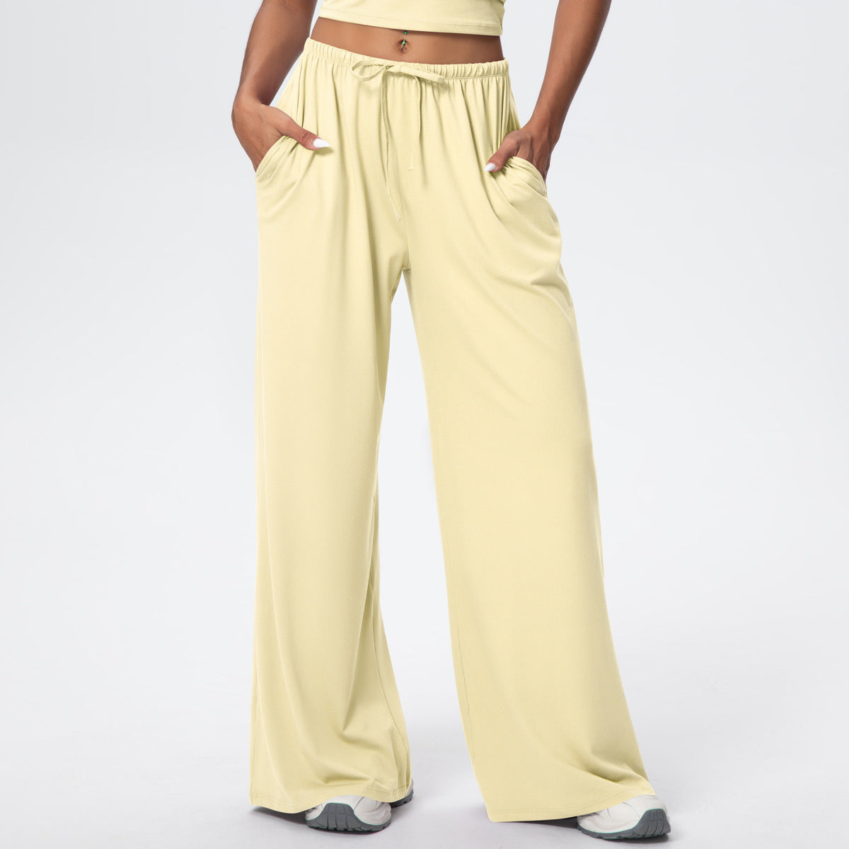 Damen-Freizeithose mit hoher Taille und weitem Bein