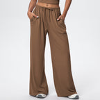 Damen-Freizeithose mit hoher Taille und weitem Bein
