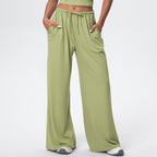 Damen-Freizeithose mit hoher Taille und weitem Bein