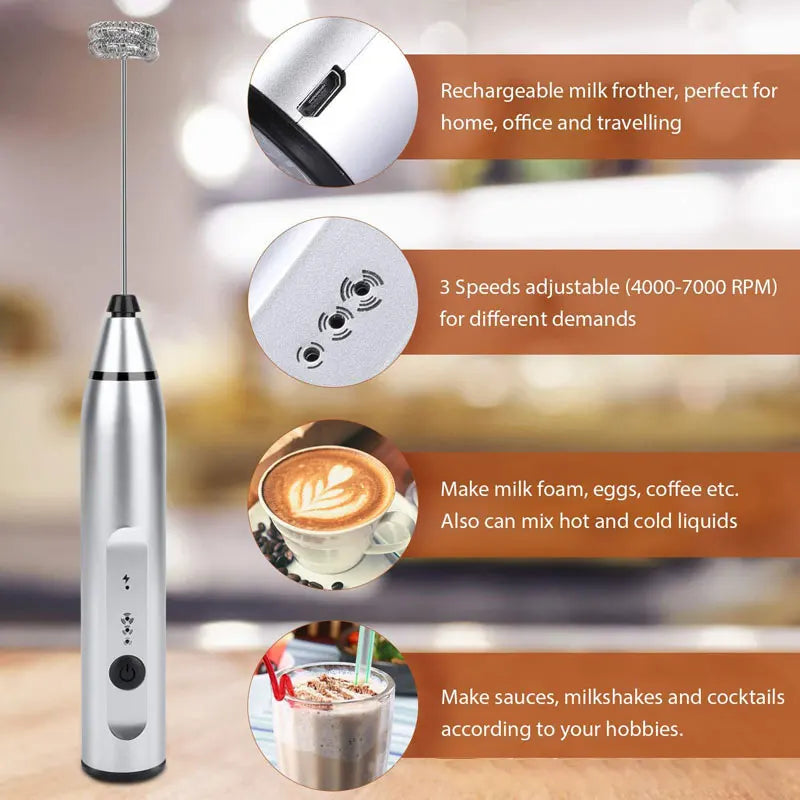 Wireless Milk Frothers Electric Handheld Blender