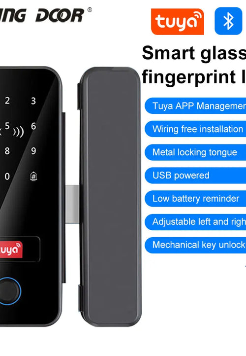 Tuya App Biometric Fingerprint Glass Door Lock