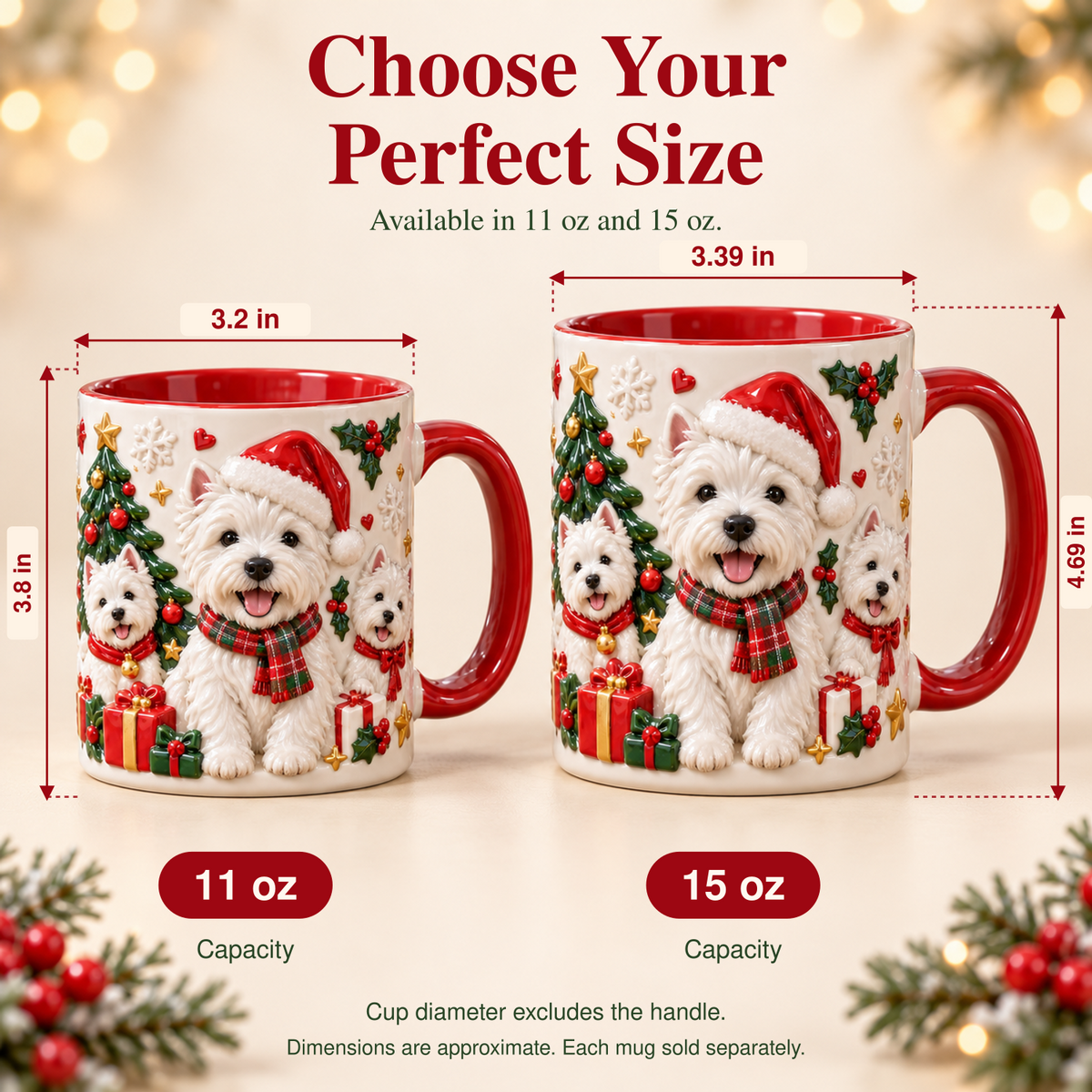 Christmas Dog Mug with 3D Effect Print