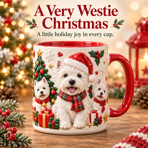 Christmas Dog Mug with 3D Effect Print