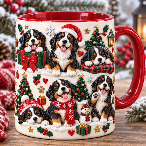 Christmas Dog Mug with 3D Effect Print