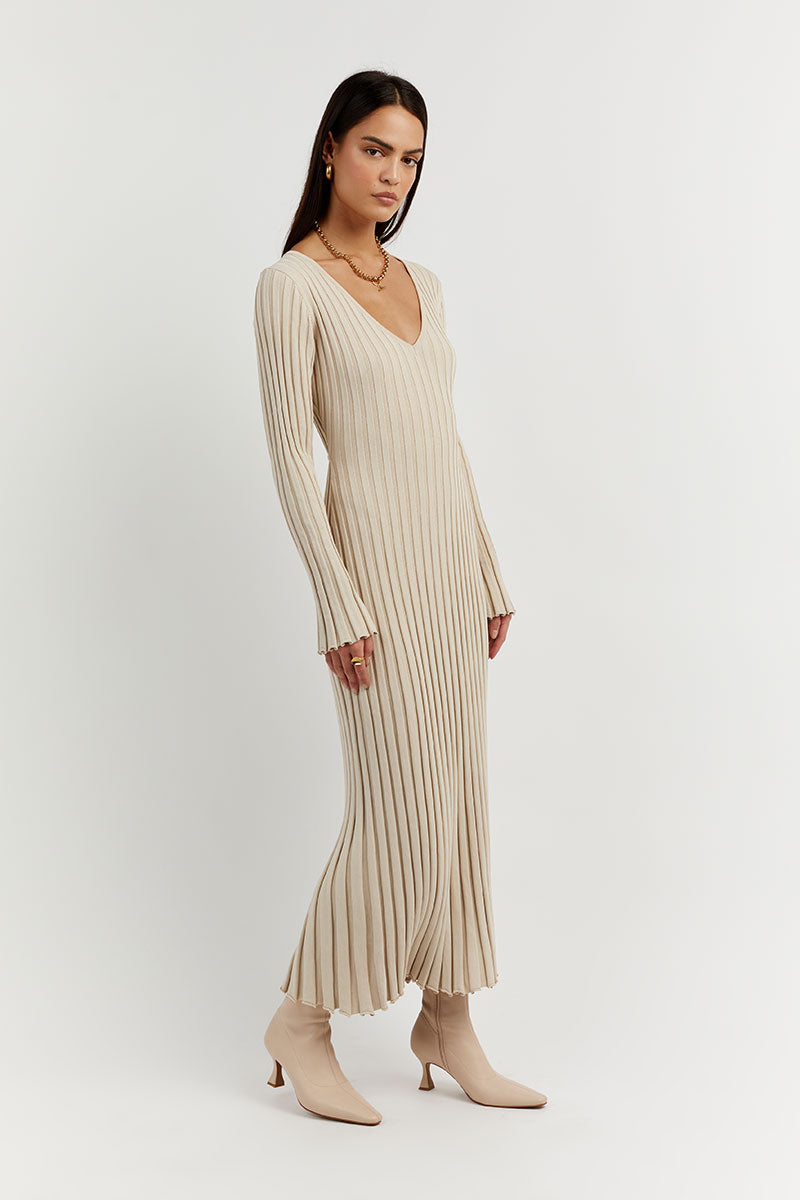 Long Sleeved Knit Midi Dress(Buy 2 Free Shipping)